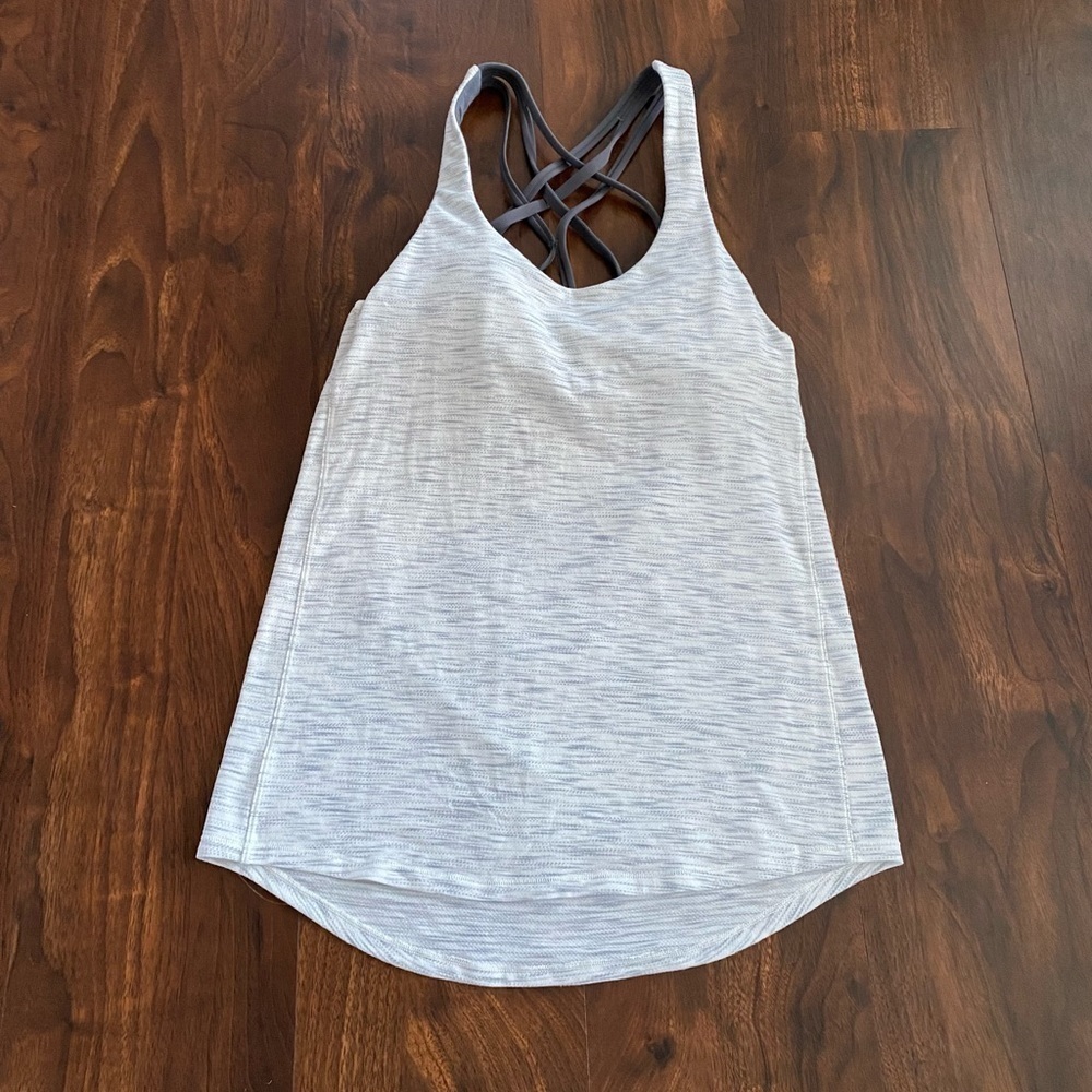 Lululemon Slay The Studio 2-In-1 Tank Tiger Space Dye Hail White Titanium Size 4